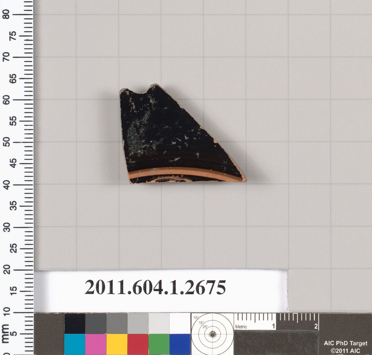 Terracotta fragment of a kylix (drinking cup), Terracotta, Greek, Attic 