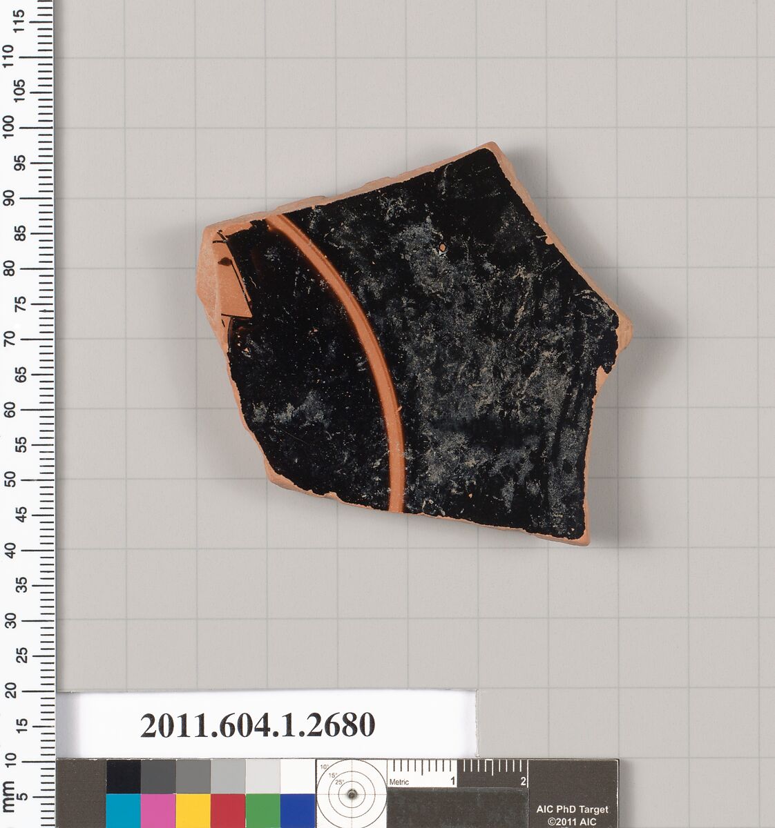 Terracotta fragment of a kylix (drinking cup), Terracotta, Greek, Attic 