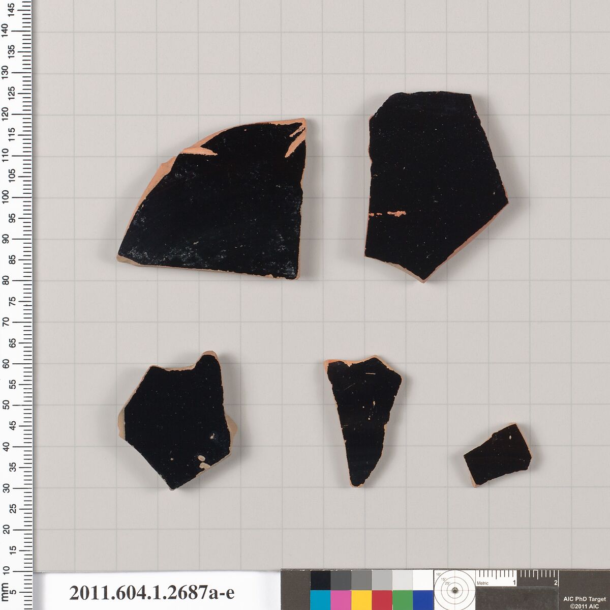 Terracotta fragments of kylikes (drinking cups), Terracotta, Greek, Attic
