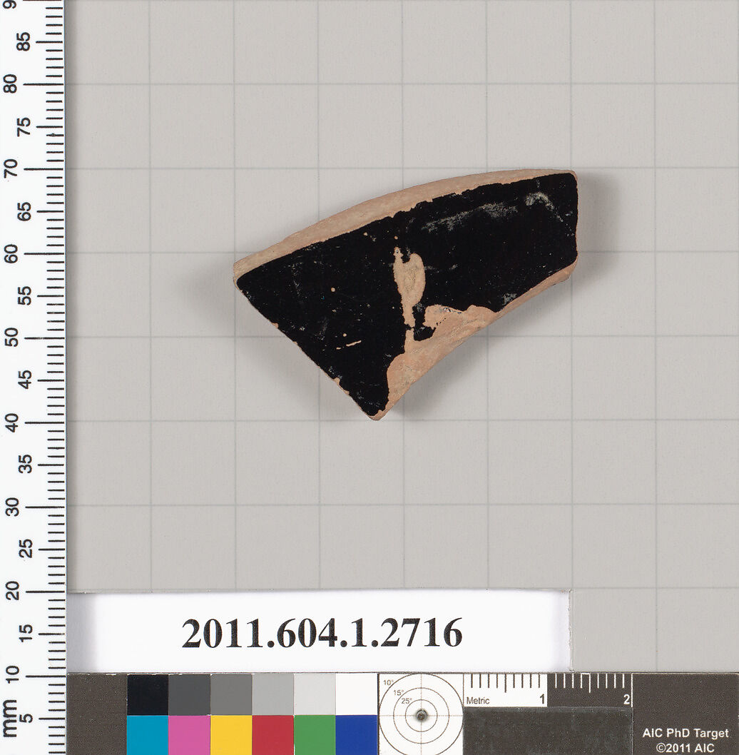 Terracotta fragment of a kylix (drinking cup), Terracotta, Greek, Attic