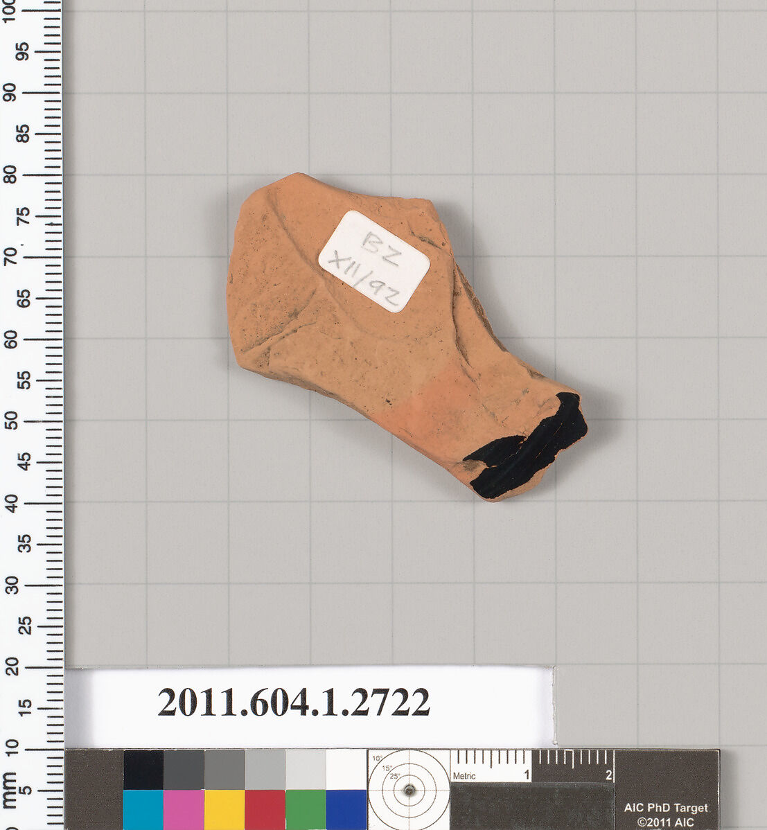 Terracotta fragment of a kylix (drinking cup), Terracotta, Greek, Attic
