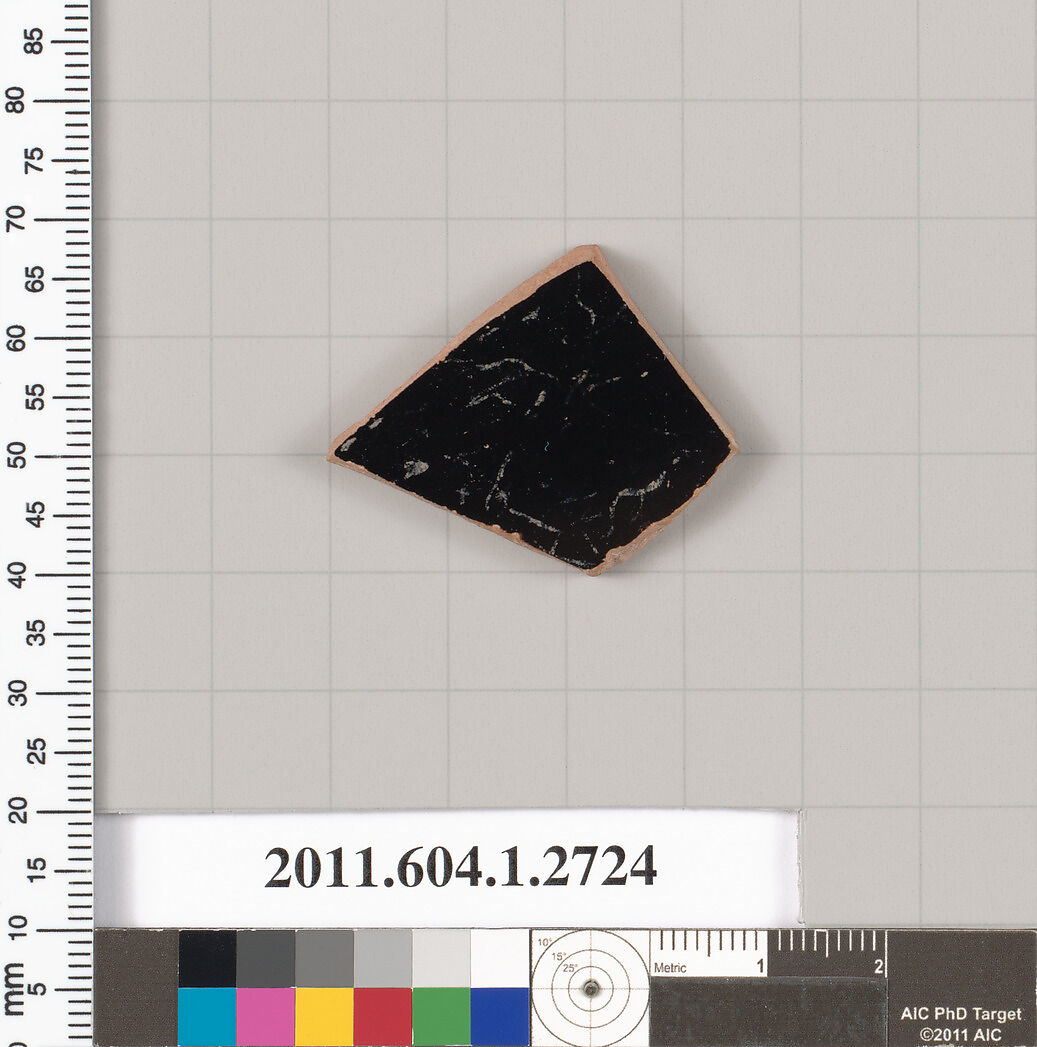 Terracotta fragment of a kylix (drinking cup), Terracotta, Greek, Attic