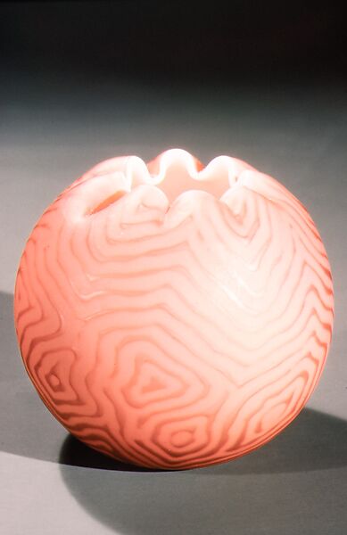 Rose Bowl, Designed by Dennis Glass Works, Blown satin red glass, British 
