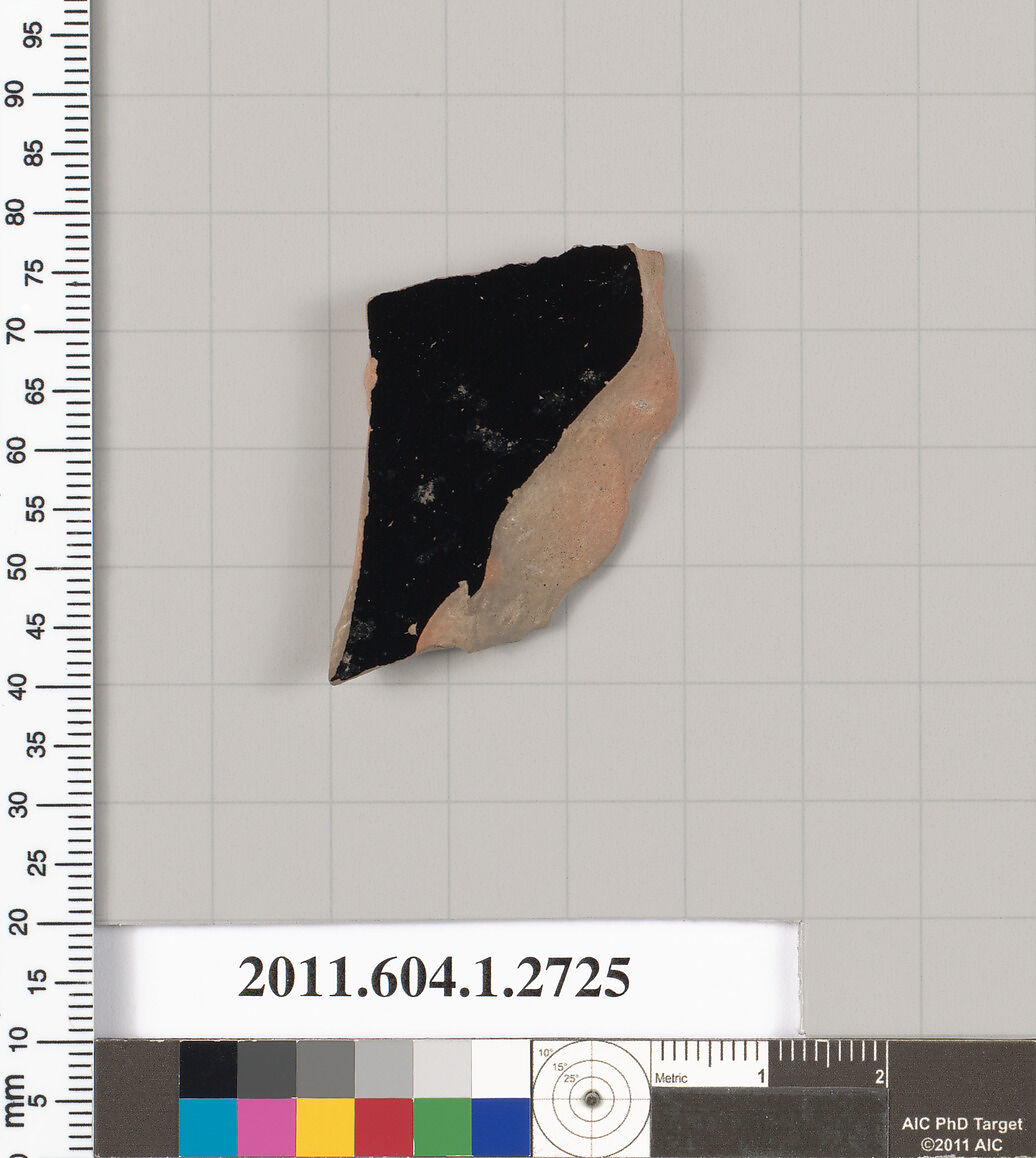 Terracotta fragment of a kylix (drinking cup), Terracotta, Greek, Attic
