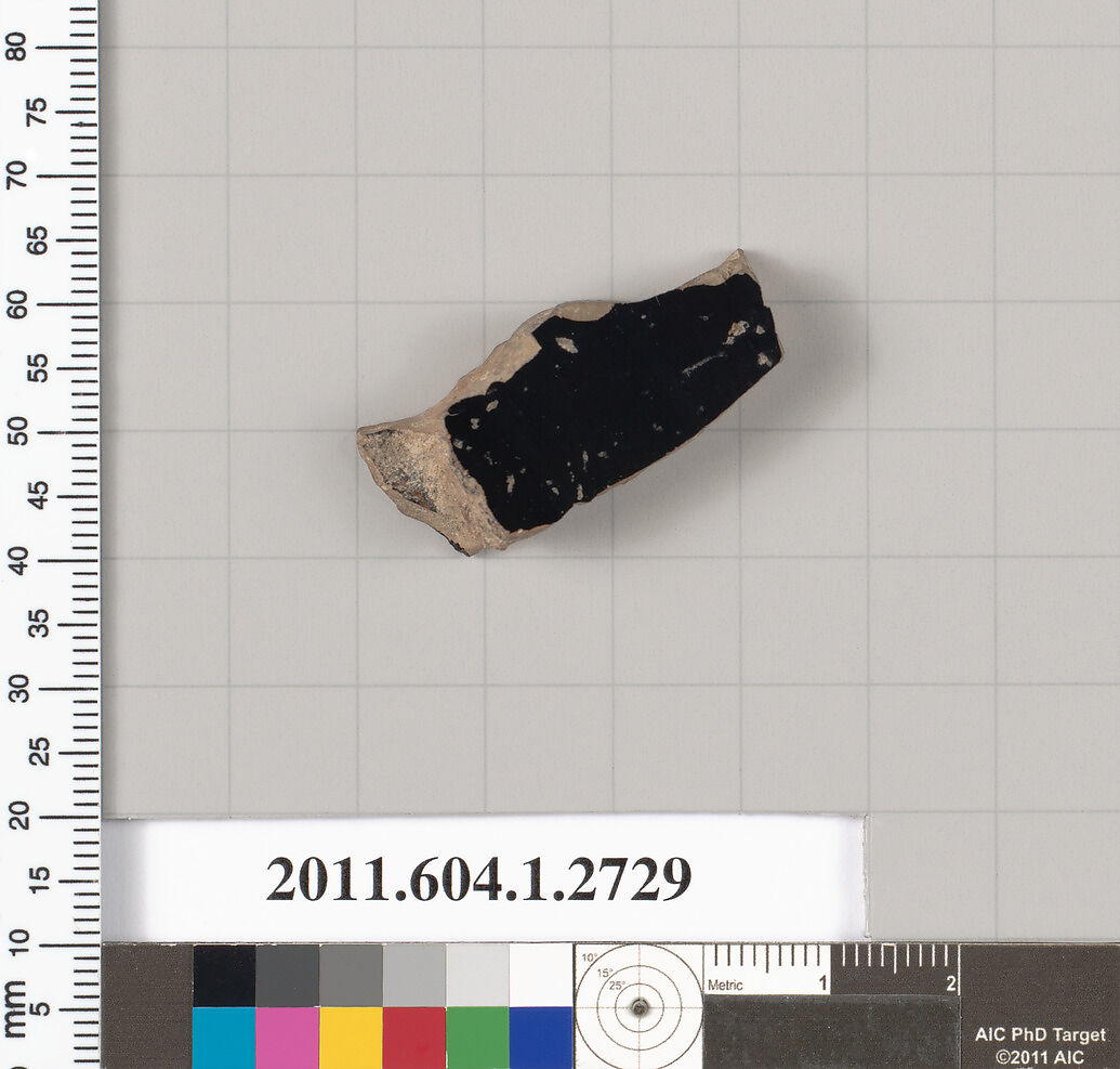 Terracotta fragment of a kylix (drinking cup), Terracotta, Greek, Attic