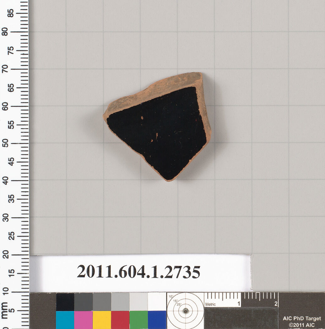 Terracotta fragment of a kylix (drinking cup), Terracotta, Greek, Attic