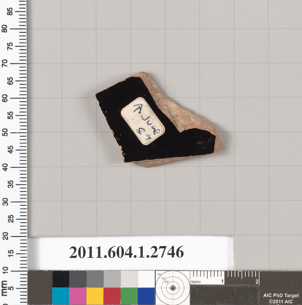Terracotta fragment of a kylix (drinking cup), Terracotta, Greek, Attic