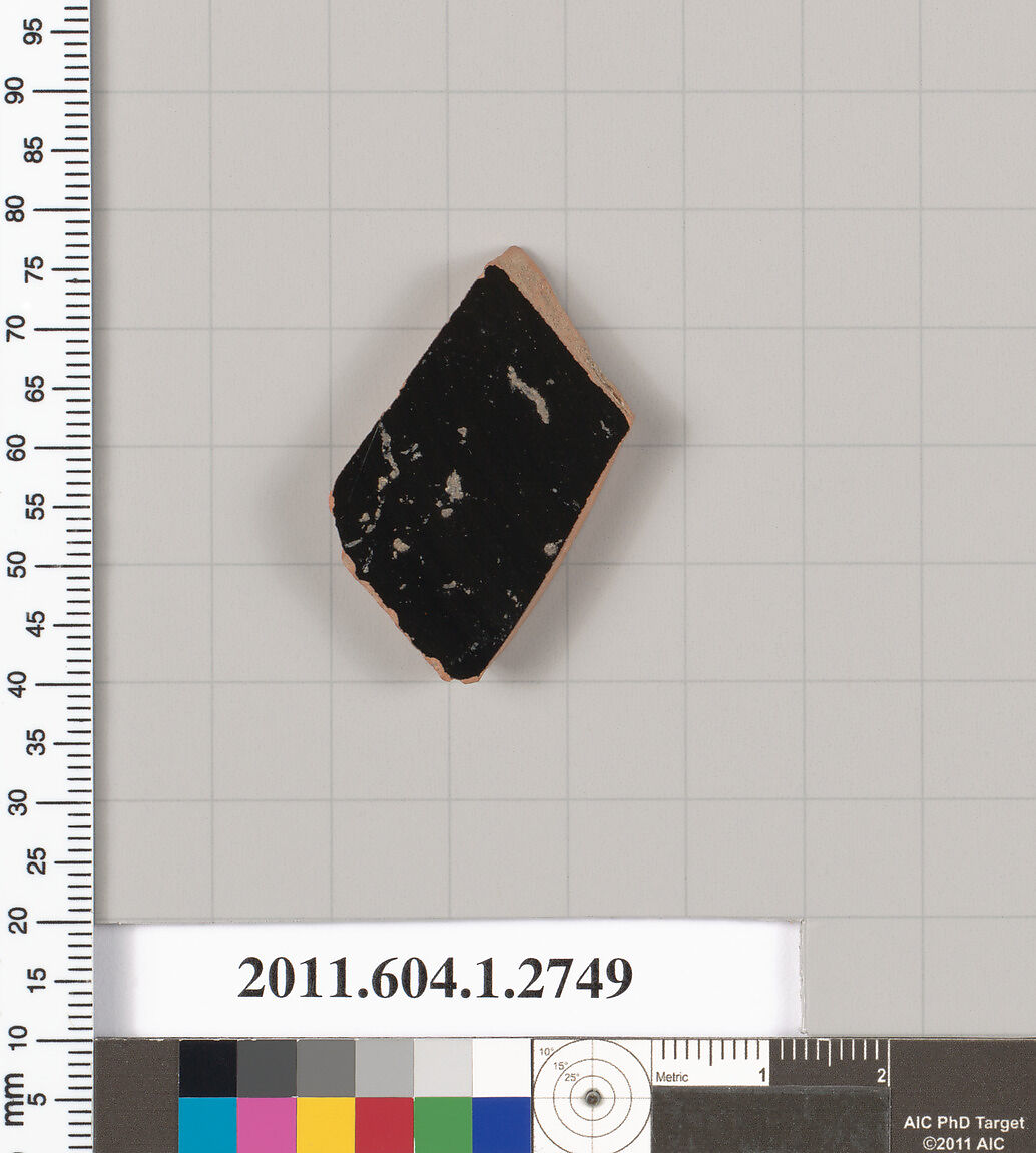 Terracotta fragment of a kylix (drinking cup), Terracotta, Greek, Attic