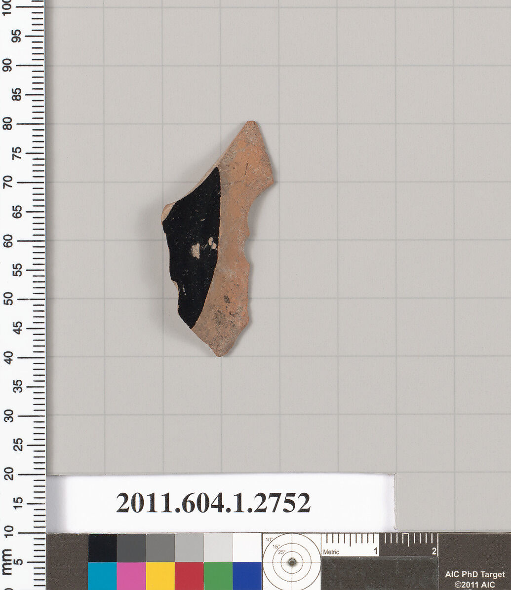 Terracotta fragment of a kylix (drinking cup), Terracotta, Greek, Attic