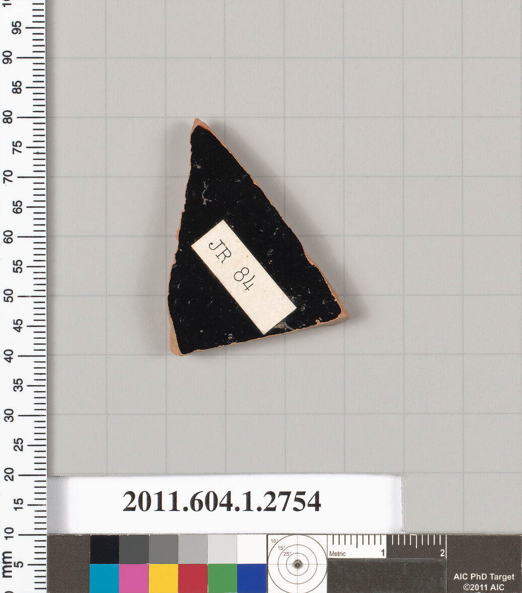 Terracotta fragment of a kylix (drinking cup), Terracotta, Greek, Attic
