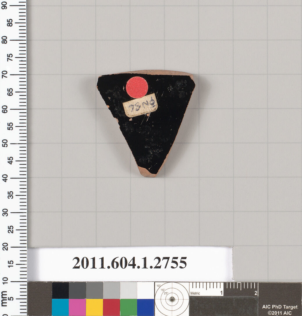 Terracotta fragment of a kylix (drinking cup), Terracotta, Greek, Attic