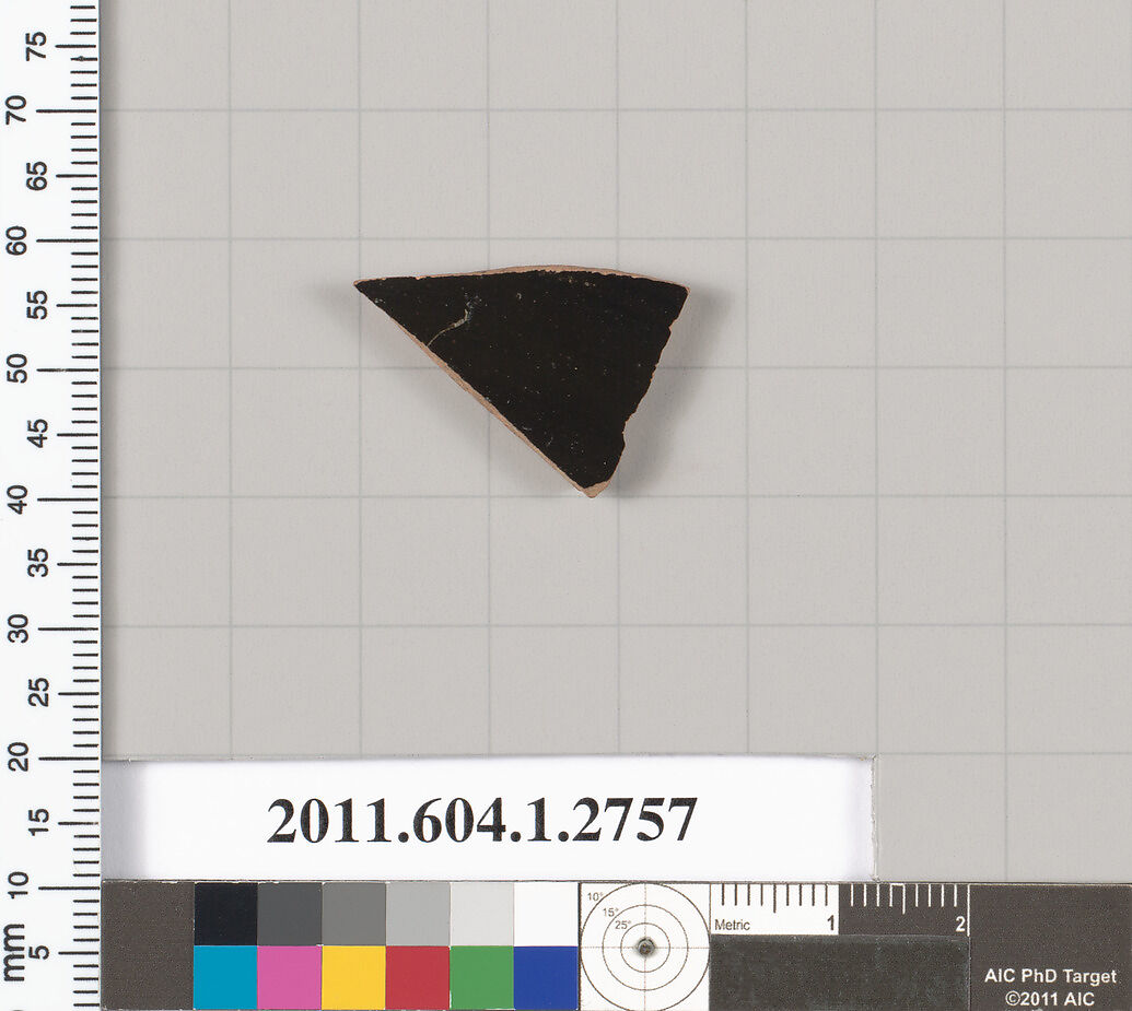 Terracotta fragment of a kylix (drinking cup), Terracotta, Greek, Attic