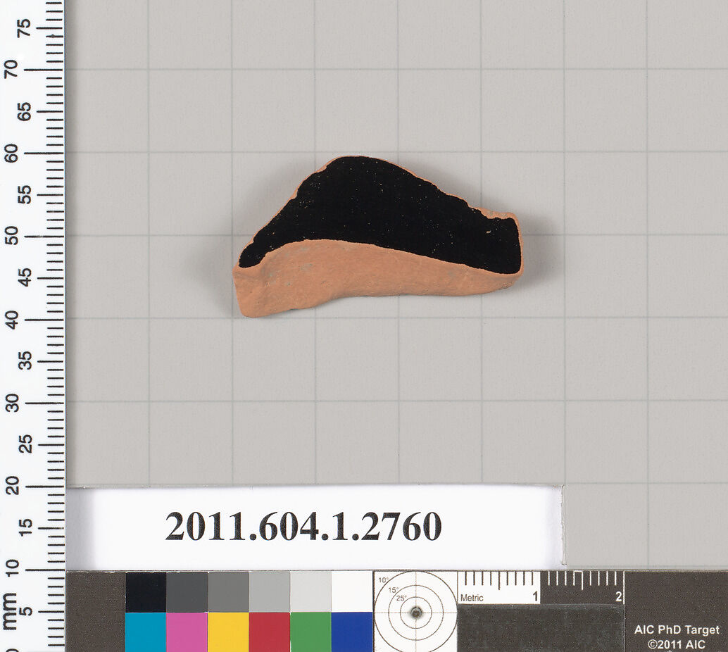 Terracotta fragment of a kylix (drinking cup), Terracotta, Greek, Attic