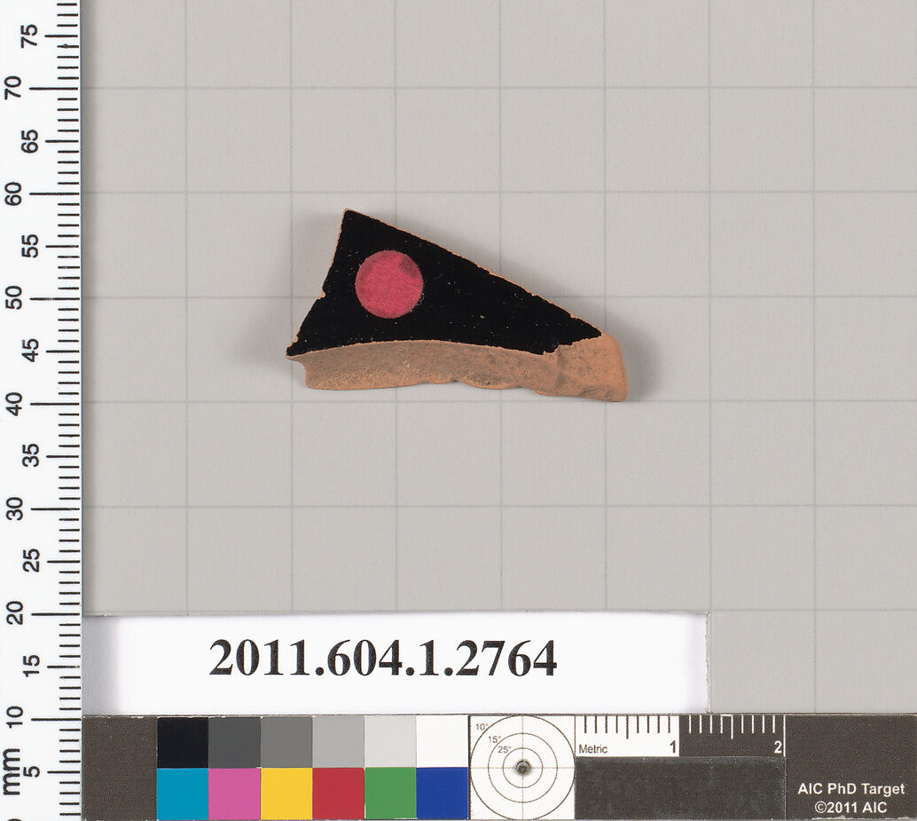Terracotta fragment of a kylix (drinking cup), Terracotta, Greek, Attic