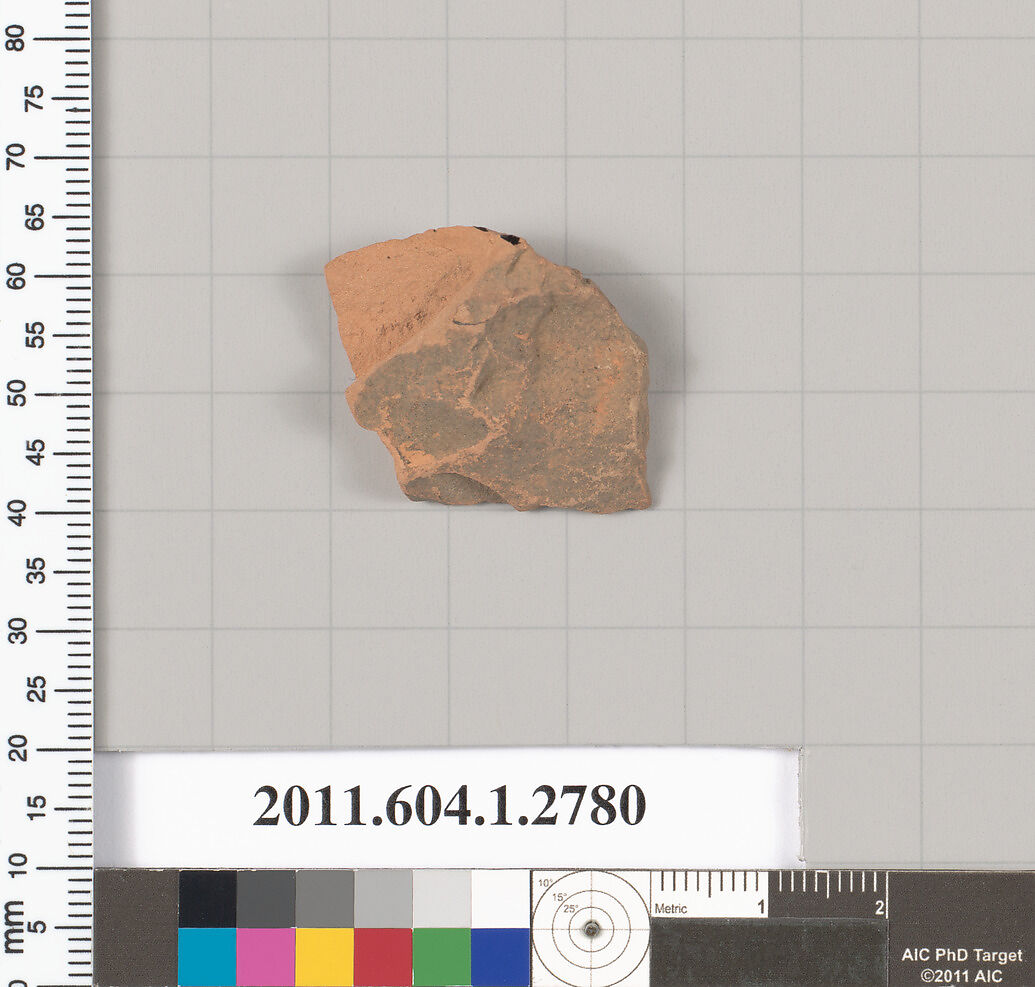 Terracotta fragment of a kylix (drinking cup), Terracotta, Greek, Attic
