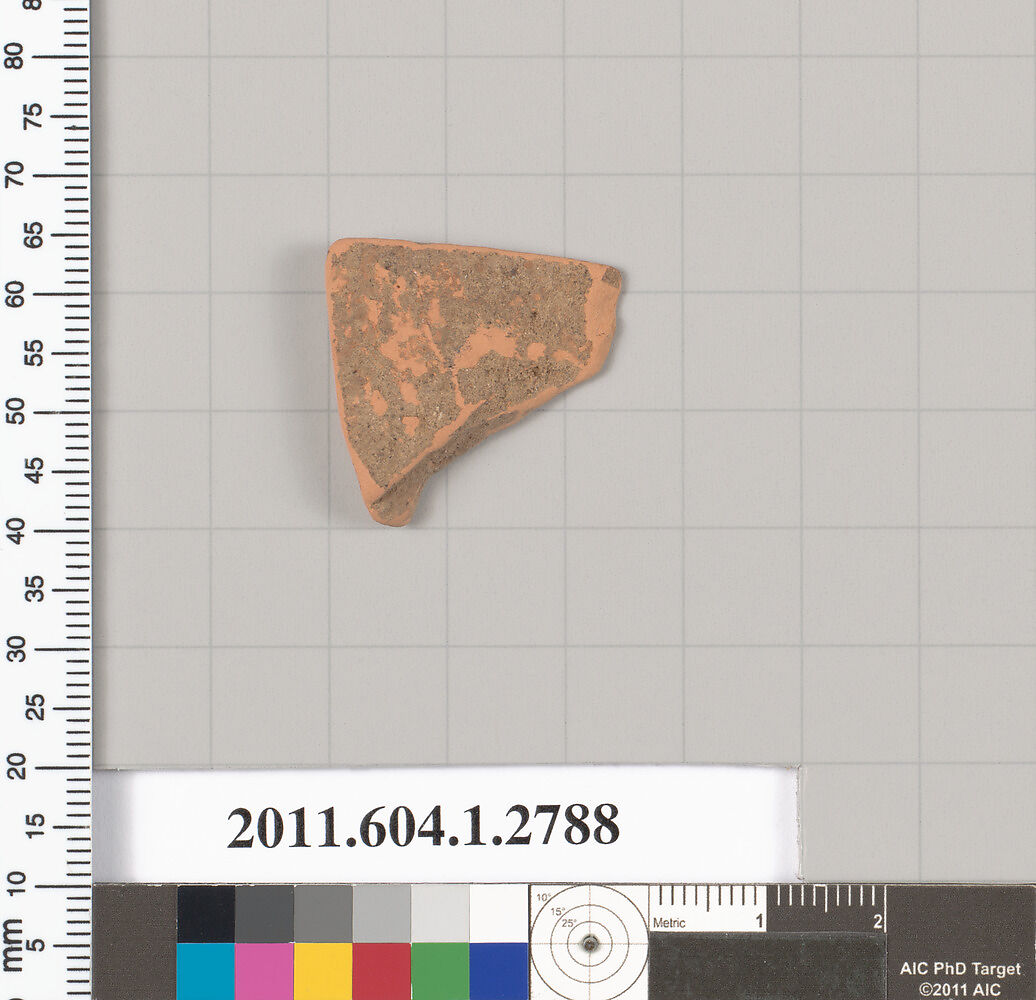 Terracotta fragment of a kylix (drinking cup), Terracotta, Greek, Attic