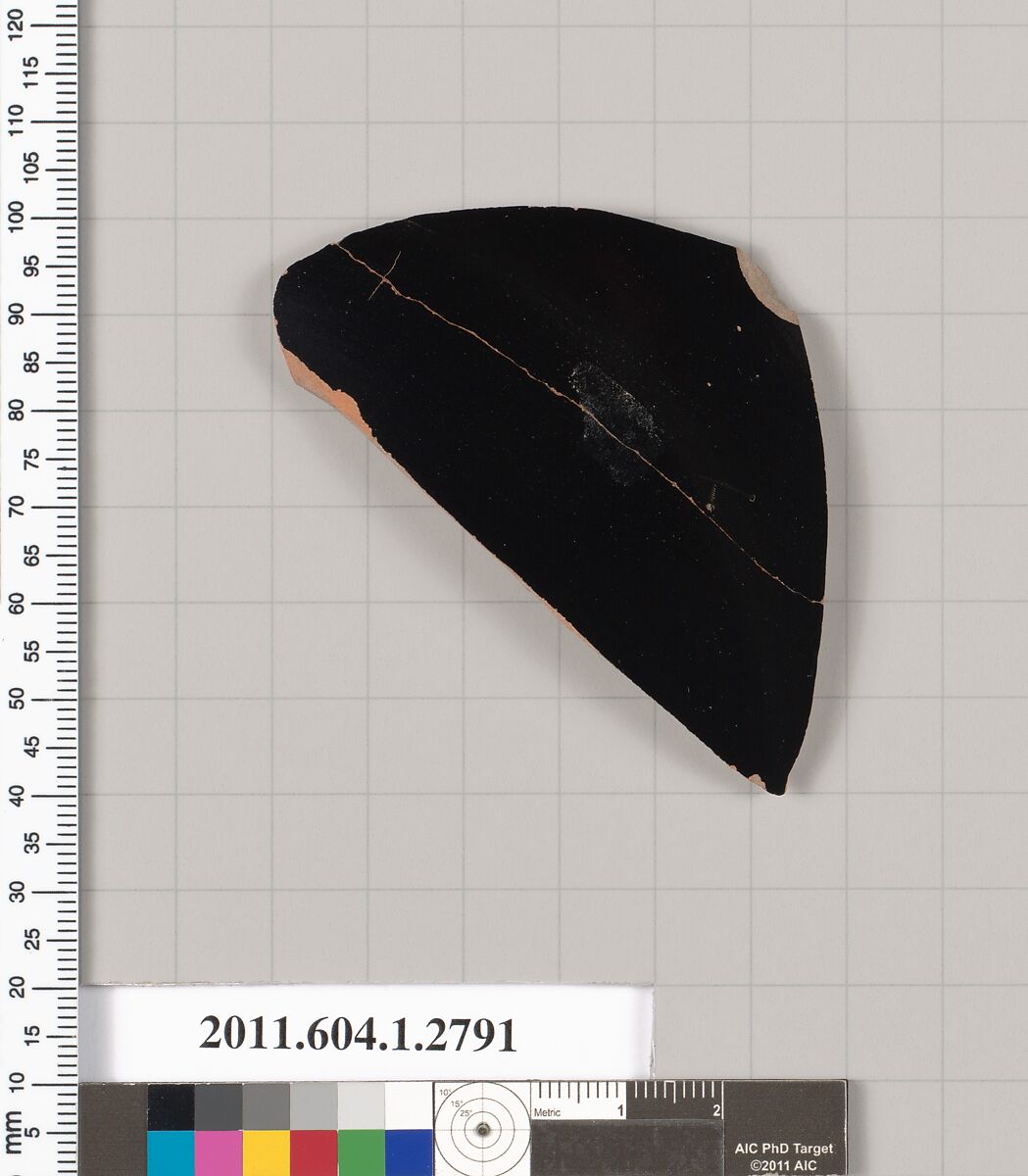 Terracotta fragment of a kylix (drinking cup), Terracotta, Greek, Attic