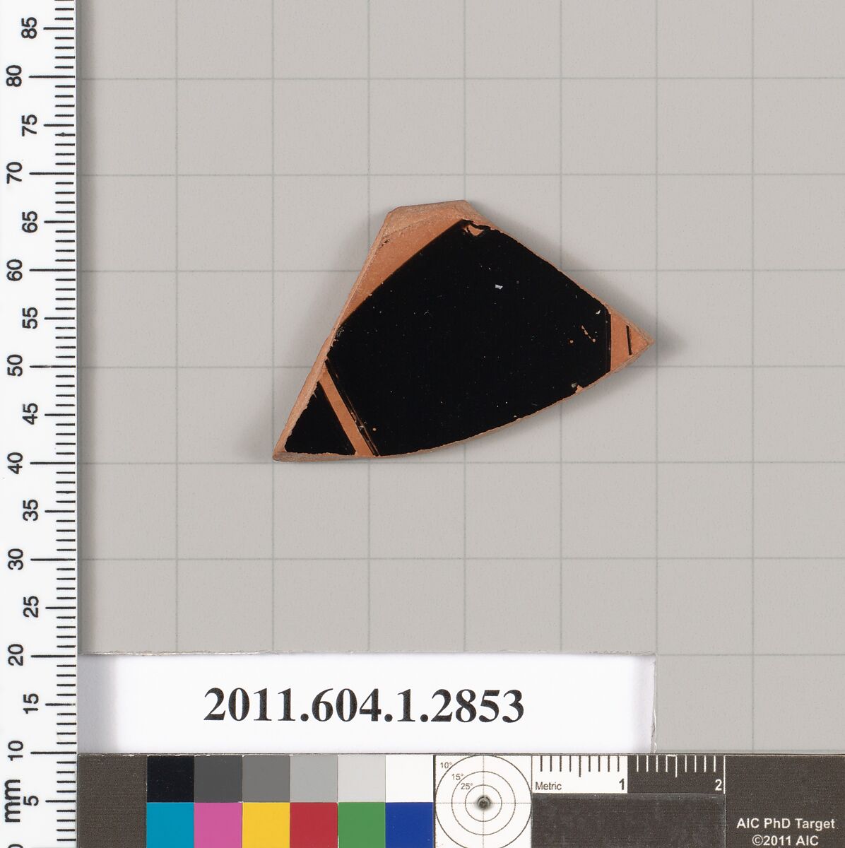 Terracotta fragment of a kylix (drinking cup), Terracotta, Greek, Attic 