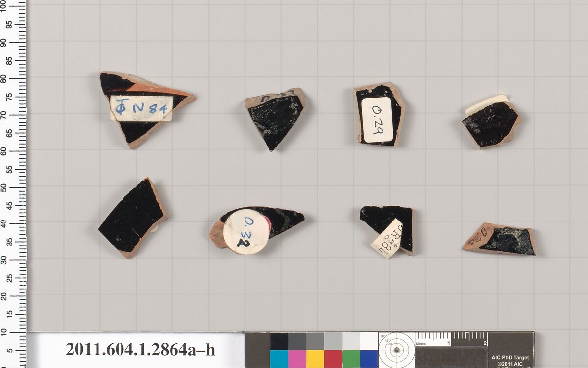 Terracotta fragments of kylikes (drinking cups), Terracotta, Greek, Attic