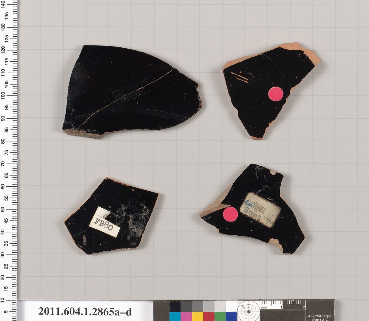 Terracotta fragments of kylikes (drinking cups), Terracotta, Greek, Attic