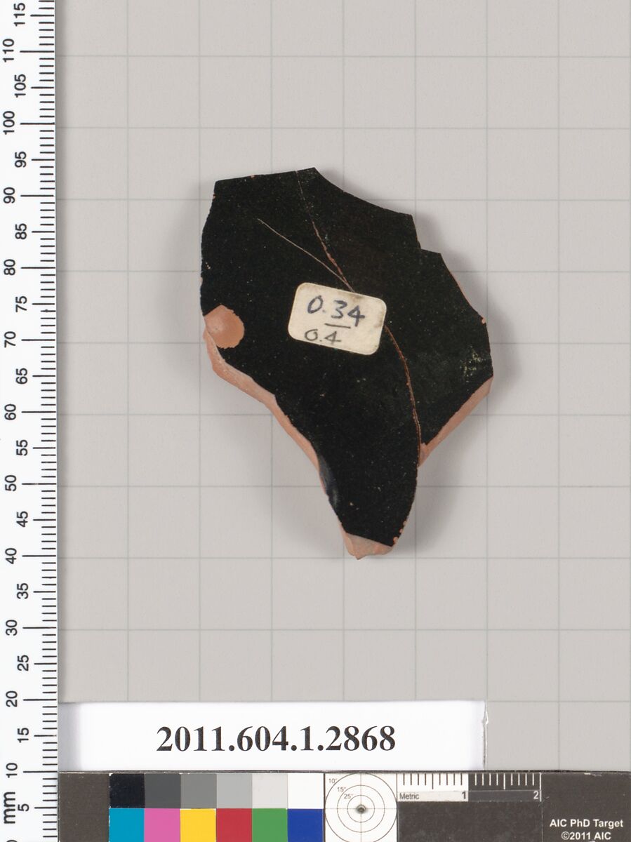 Terracotta fragment of a kylix (drinking cup), Terracotta, Greek, Attic