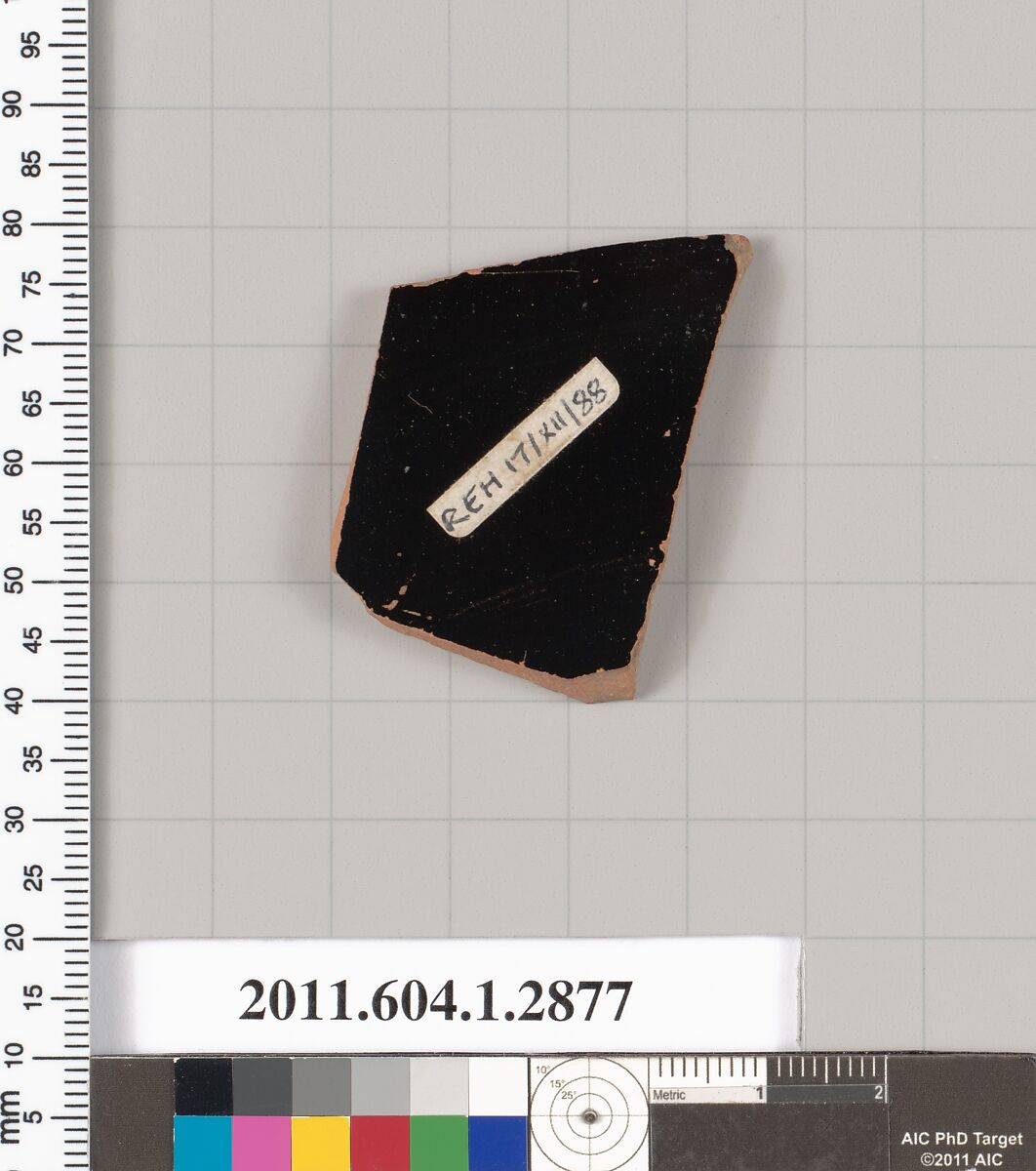 Terracotta fragment of a kylix (drinking cup), Terracotta, Greek, Attic