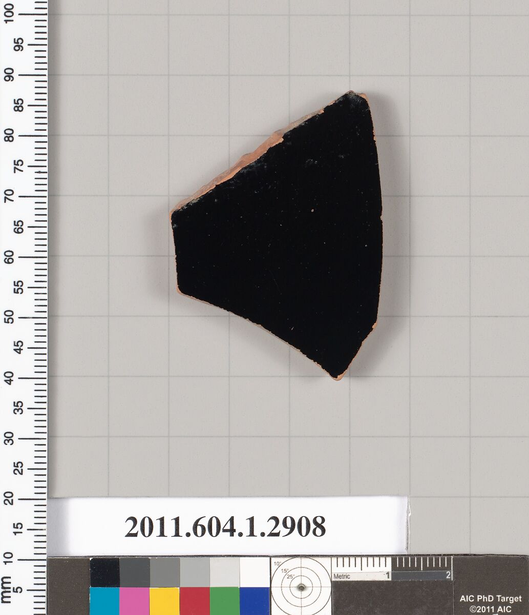 Terracotta fragment of a kylix (drinking cup), Terracotta, Greek, Attic