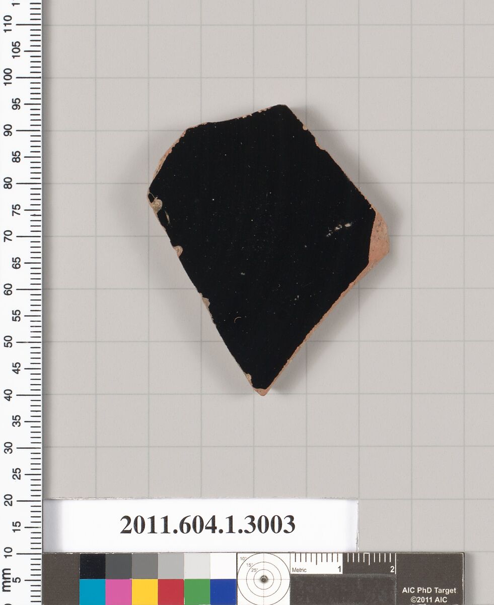 Terracotta fragment of a kylix (drinking cup), Terracotta, Greek, Attic