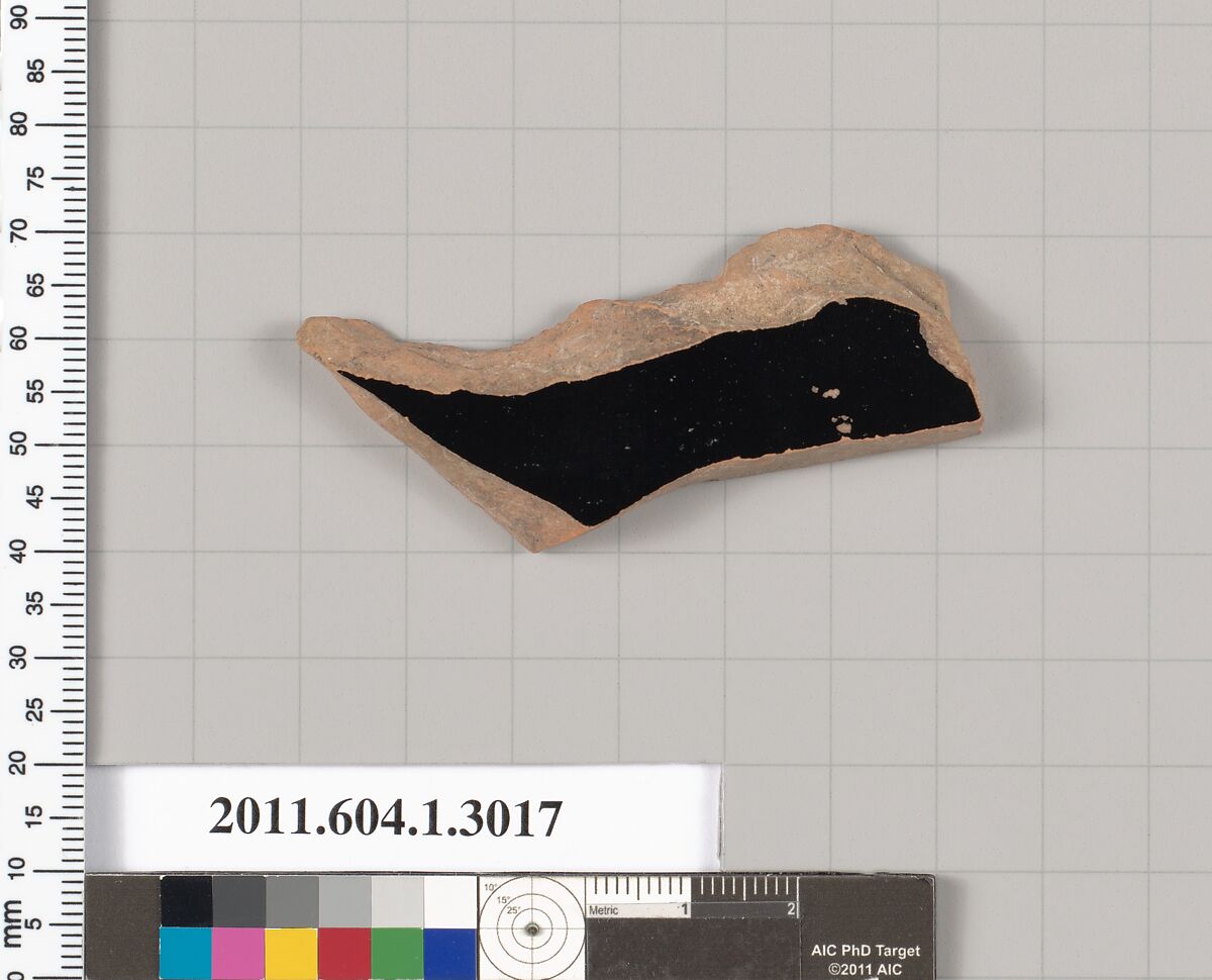 Terracotta fragment of a kylix (drinking cup), Terracotta, Greek, Attic