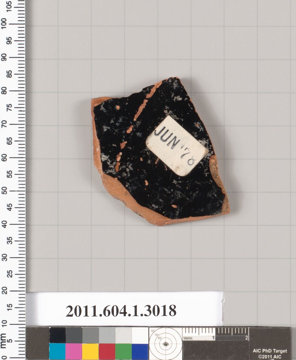 Terracotta fragment of a kylix (drinking cup), Terracotta, Greek, Attic