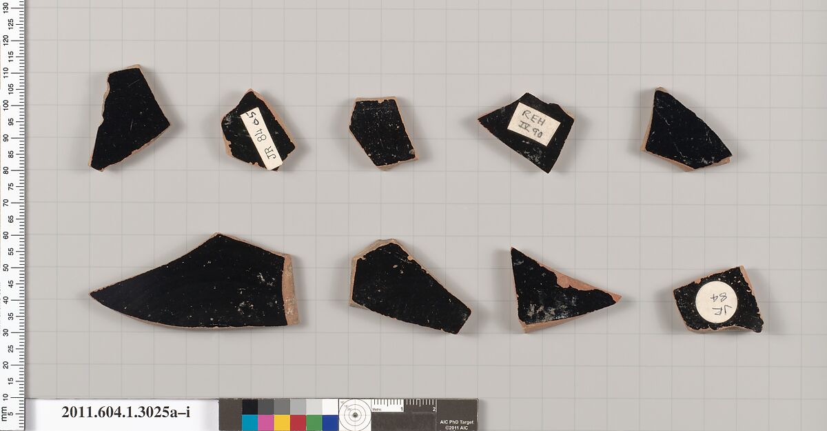 Terracotta fragments of kylikes (drinking cups), Terracotta, Greek, Attic
