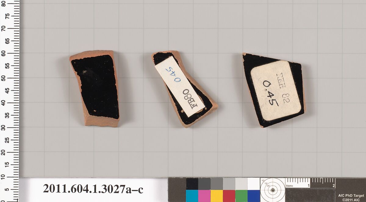 Terracotta fragments of kylikes (drinking cups), Terracotta, Greek, Attic