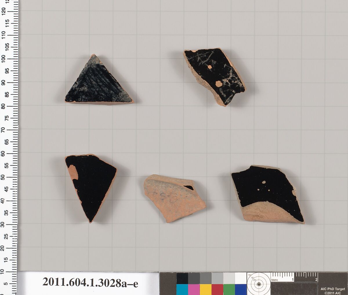 Terracotta fragments of kylikes (drinking cups), Terracotta, Greek, Attic