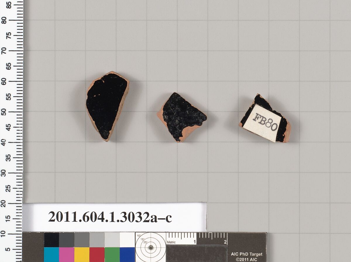 Terracotta fragments of kylikes (drinking cups), Terracotta, Greek, Attic