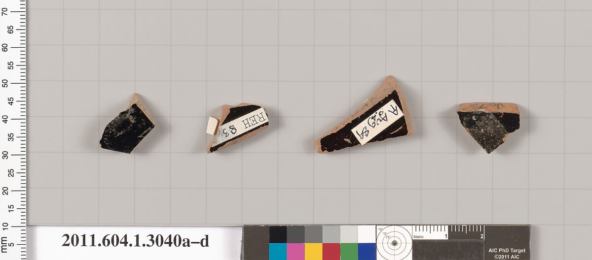 Terracotta fragments of kylikes (drinking cups), Terracotta, Greek, Attic