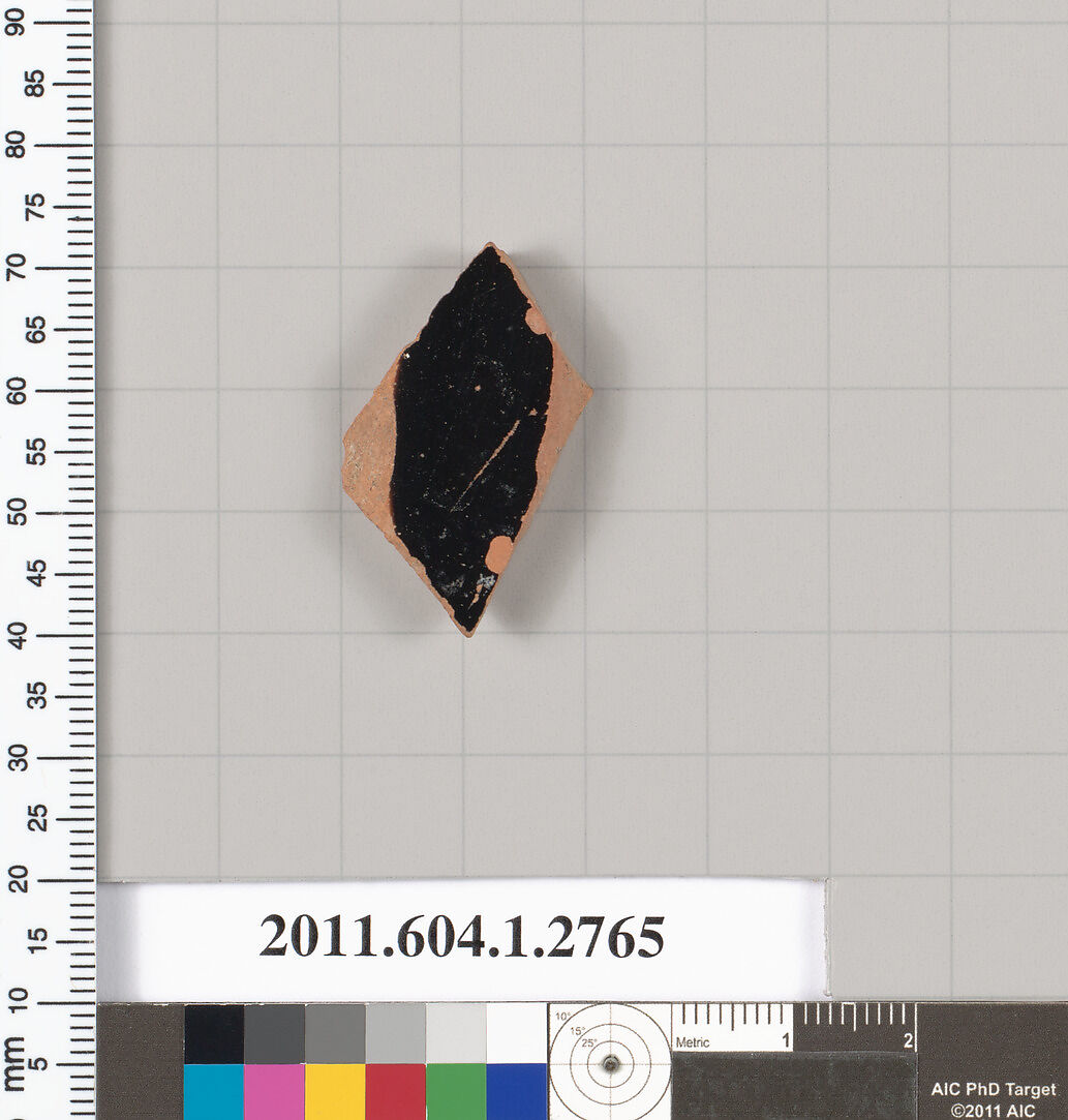 Terracotta fragment of a kylix (drinking cup), Terracotta, Greek, Attic