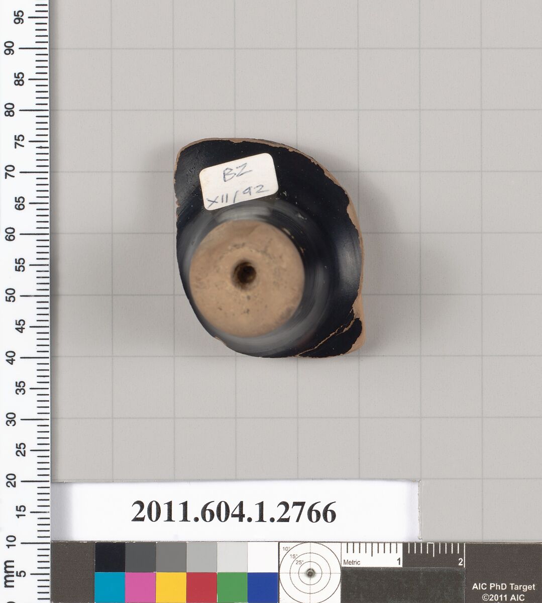 Terracotta fragment of a kylix (drinking cup), Terracotta, Greek, Attic