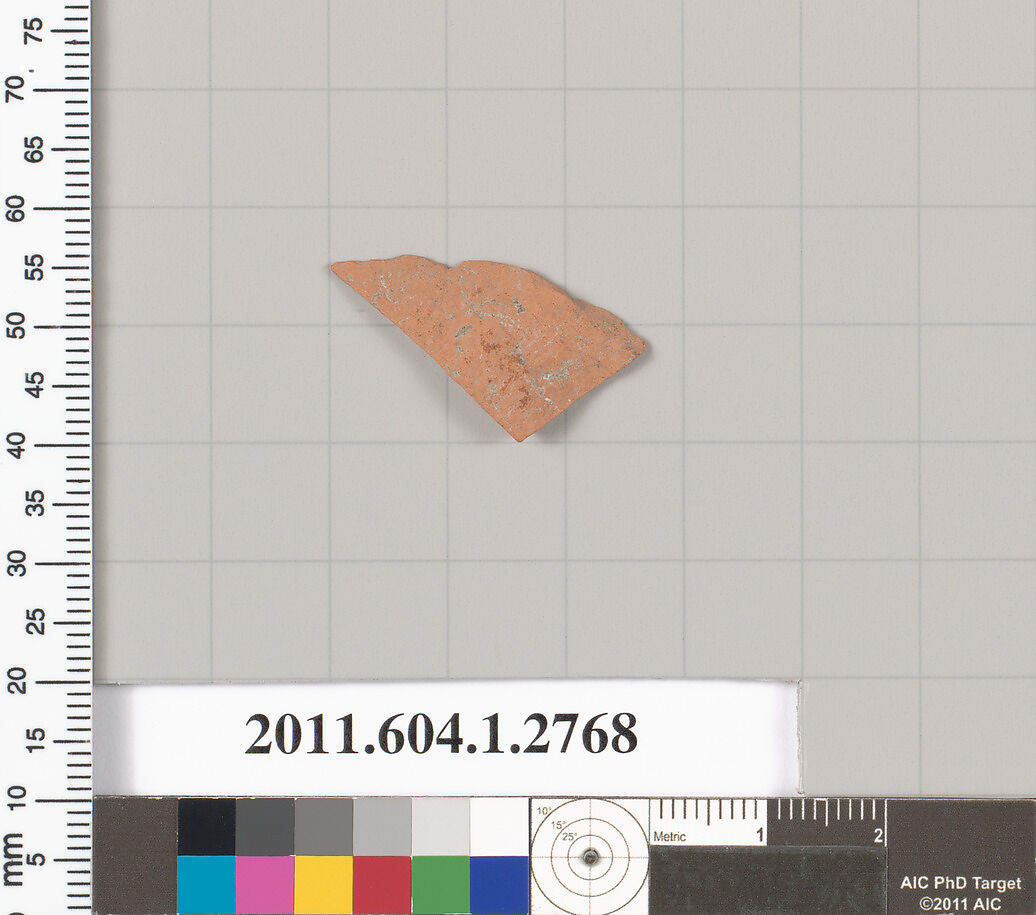 Terracotta fragment of a kylix (drinking cup), Terracotta, Greek, Attic