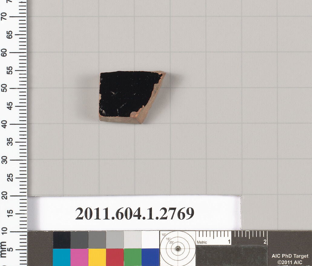 Terracotta fragment of a kylix (drinking cup), Terracotta, Greek, Attic