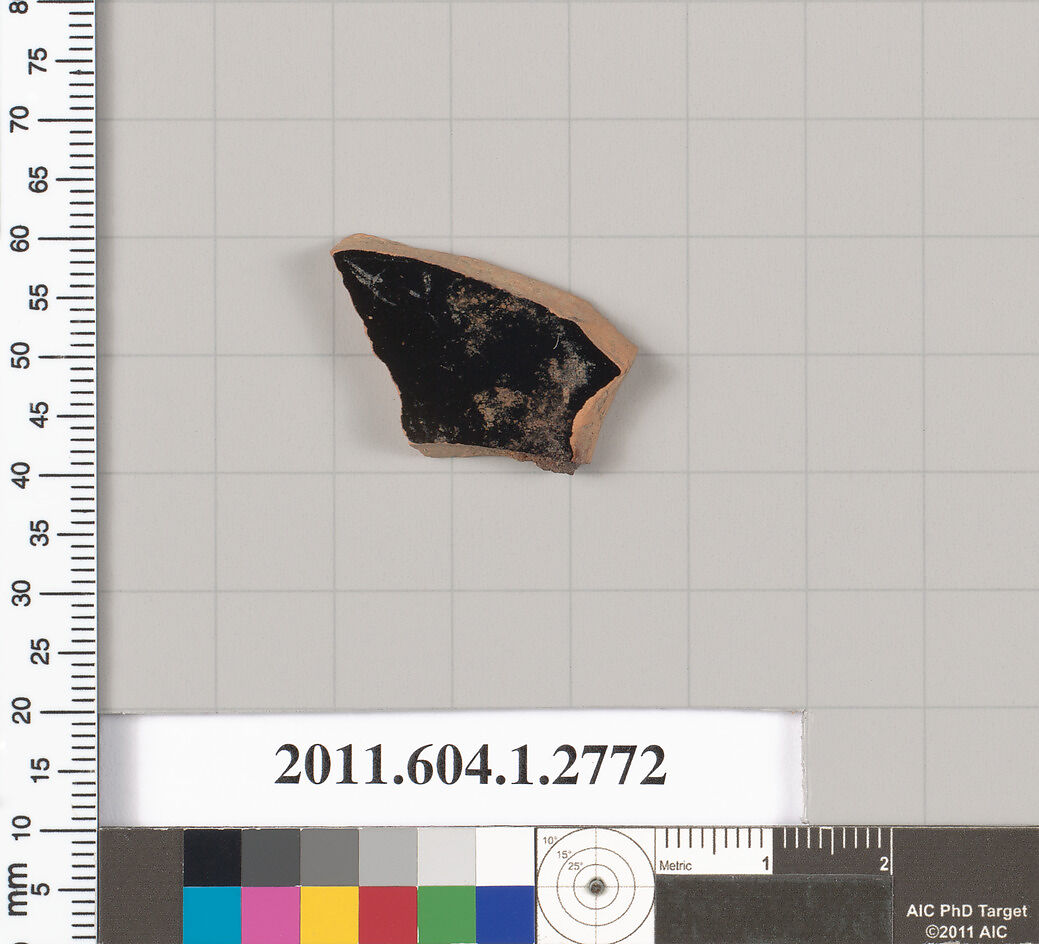 Terracotta fragment of a kylix (drinking cup), Terracotta, Greek, Attic