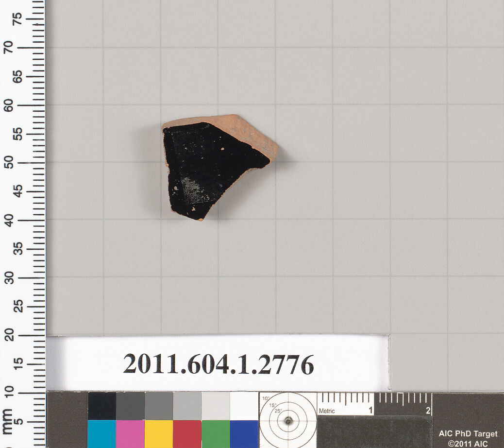 Terracotta fragment of a kylix (drinking cup), Terracotta, Greek, Attic