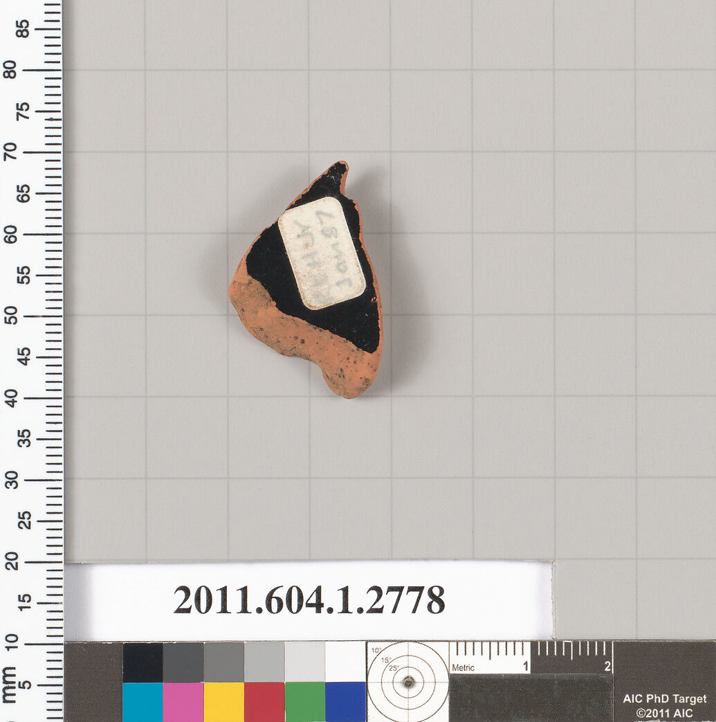 Terracotta fragment of a kylix (drinking cup), Terracotta, Greek, Attic