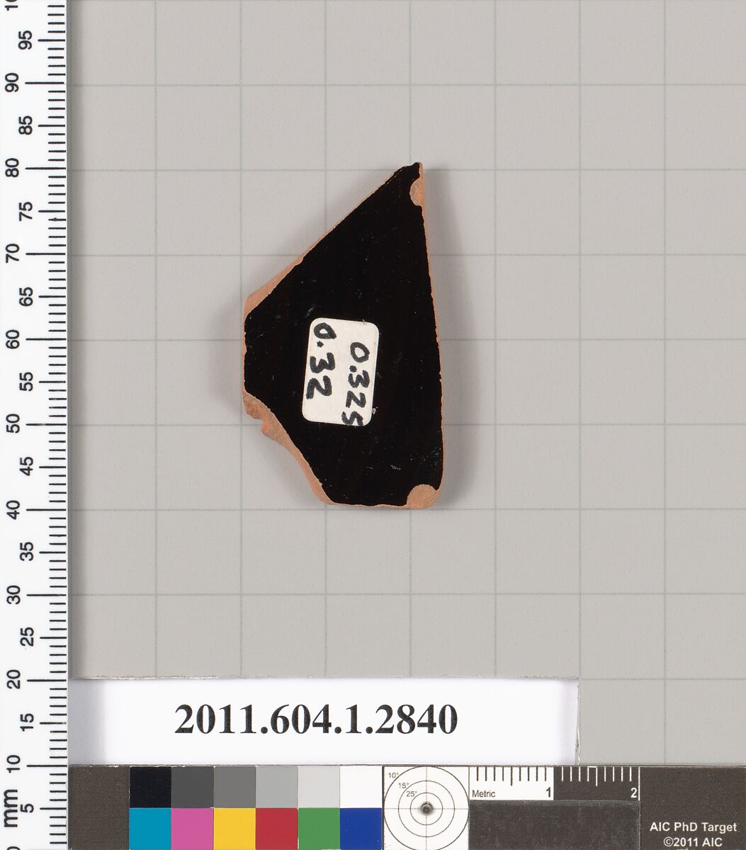 Terracotta fragment of a kylix (drinking cup), Terracotta, Greek, Attic