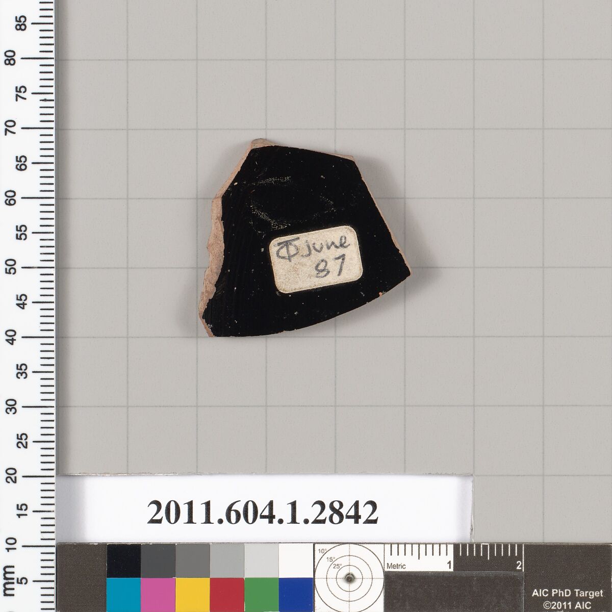 Terracotta fragment of a kylix (drinking cup), Terracotta, Greek, Attic