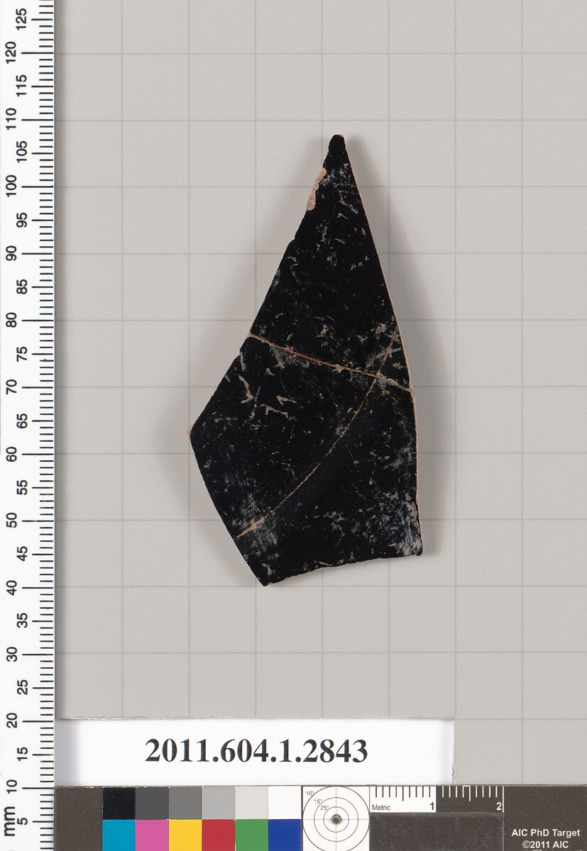 Terracotta fragment of a kylix (drinking cup), Terracotta, Greek, Attic