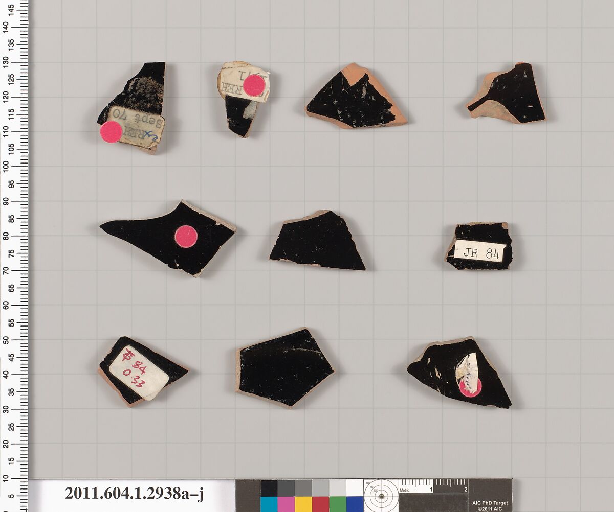 Terracotta fragments of kylikes (drinking cups), Terracotta, Greek, Attic