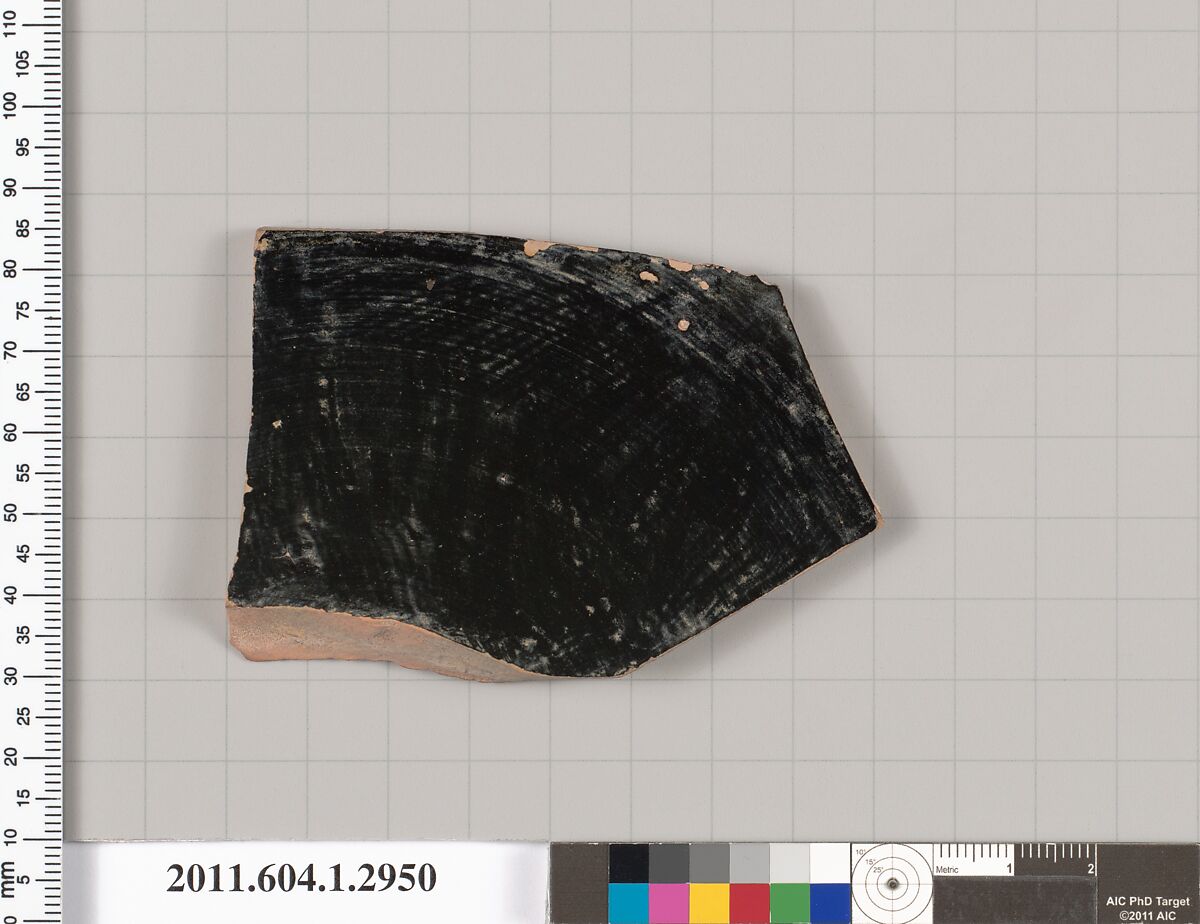 Terracotta fragment of a kylix (drinking cup), Terracotta, Greek, Attic