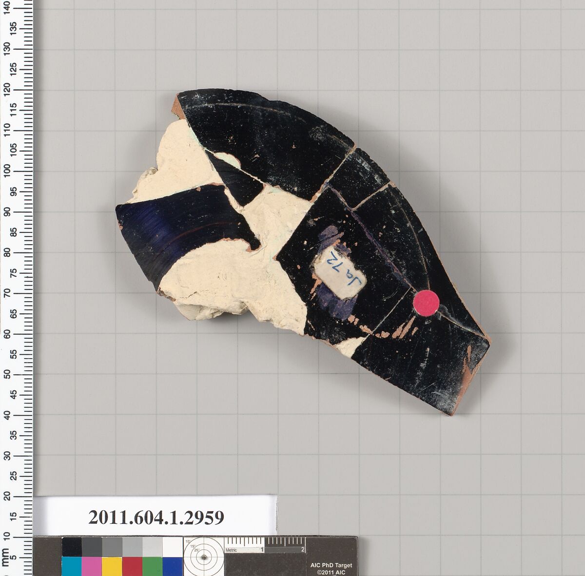 Terracotta fragment of a kylix (drinking cup), Terracotta, Greek, Attic