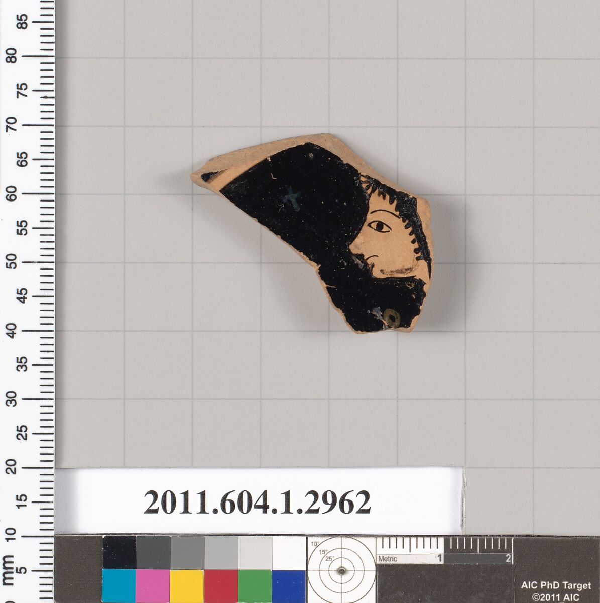 Terracotta fragment of a kylix (drinking cup), Terracotta, Greek, Attic 