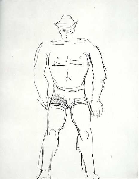 Untitled (Lone Male Figure, Front View), Marsden Hartley (American, Lewiston, Maine 1877–1943 Ellsworth, Maine), Graphite on paper 